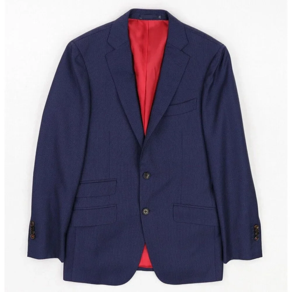 Suitsupply Sienna Ticket Pocket VBC Wool Suit Size 36R Blue Birdseye - Picture 1 of 14
